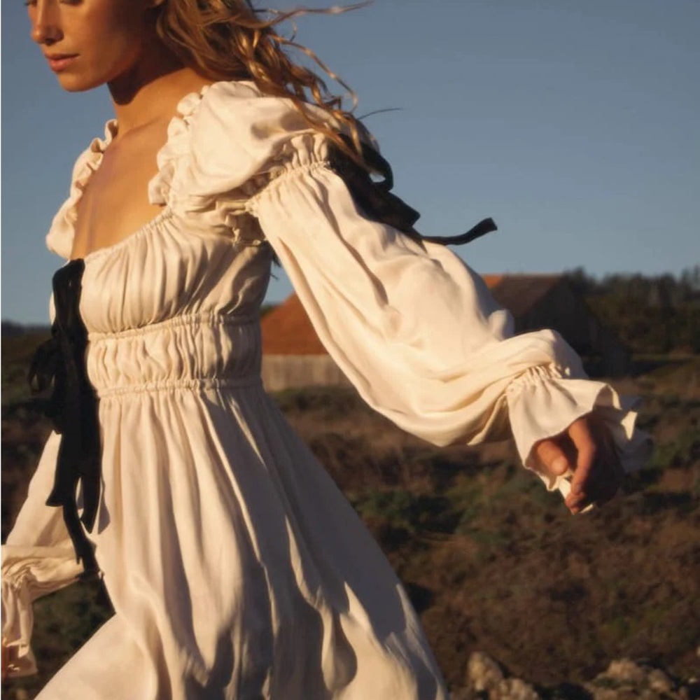 Rumored Cream Dress with Black Ties